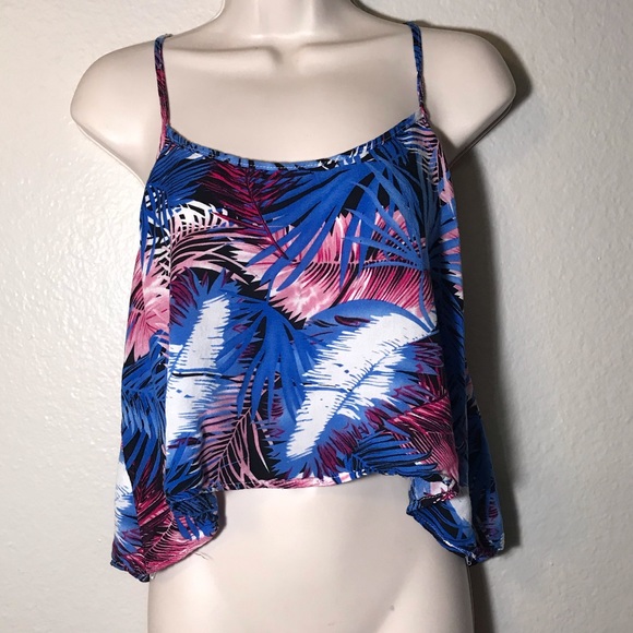 Cecico multi colored Leaf Print flowy crop top - Picture 4 of 7